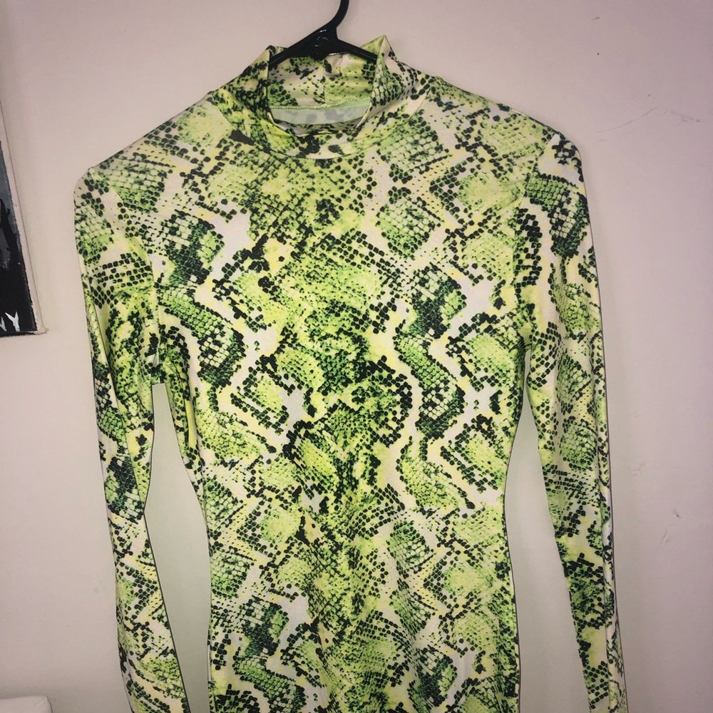 Neon Green Wanna Be Snake Print Dress